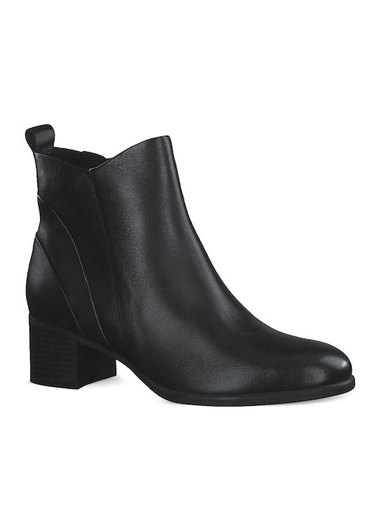 Leather Women's Chelsea Ankle Boots with Medium Heel Black