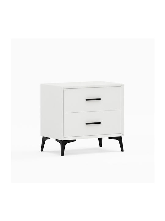 Venla Bedside Table with Fabric Cover White 50x40x50cm