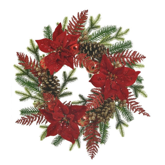 Inart Weihnachtsdekoration Stoff Kranz mit Durchmesser 55cm.