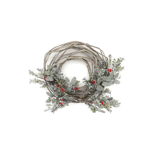 Atmosphera Weihnachtskranz aus Holz mit 55cm Durchmesser Eukalyptus Grün