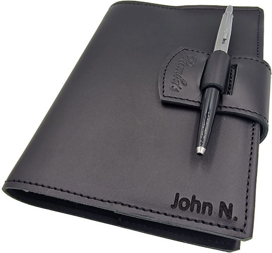 ByLeather Notizbuch 150 Blätter A5 mit Stifthalter Schwarz