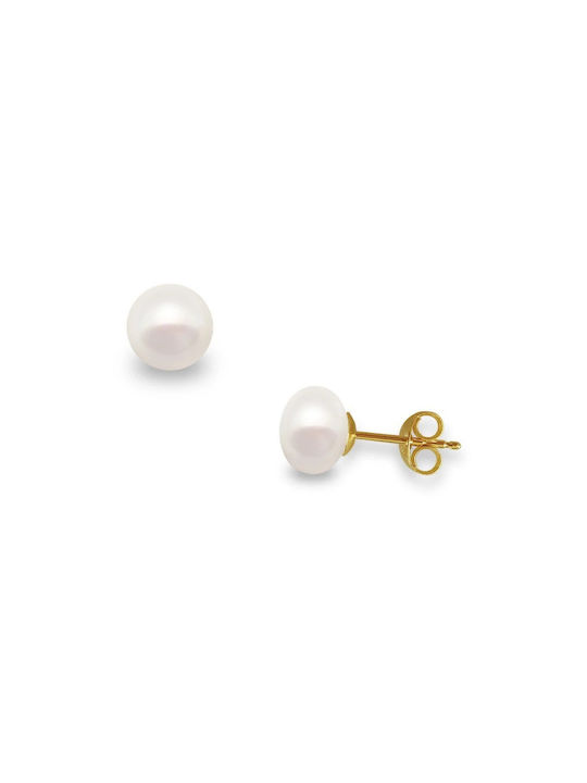 Margaritari Earrings made of Silver Gold Plated with Pearls