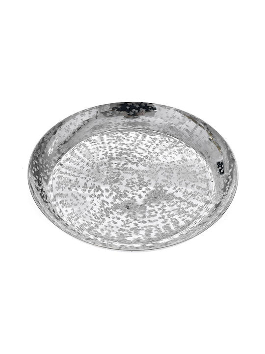 Iliadis Round Silver Decorative Platter Silver 30x30cm