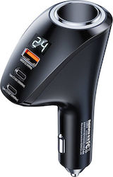 Remax Φορτιστής Αυτοκινήτου με Θύρες 1xUSB-A 2xType-C