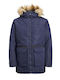 Jack & Jones Men's Winter Parka Jacket Navy Blue