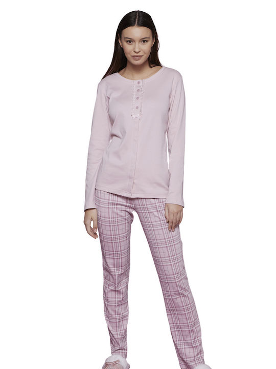 Noidinotte Winter Women's Pyjama Set Cotton Pink