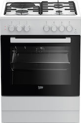 Beko Ελεύθερη με Εστίες Φυσικού Αερίου & Ρεύματος Λευκή FSE 63110 DW Beko Ελεύθερη με Εστίες Φυσικού Αερίου & Ρεύματος Λευκή FSE 63110 DW