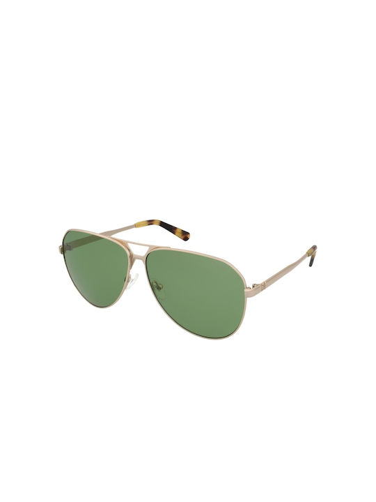 Guess Men's Sunglasses with Gold Metal Frame and Green Lens GU00069 32N