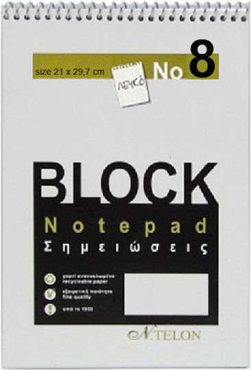 Ntelon Notizblock Spirale 50 Blätter mit leeren Seiten Weiß
