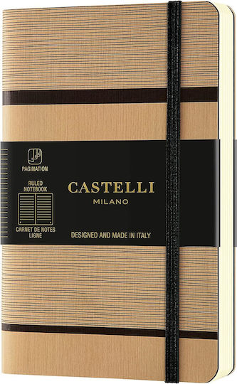 Castelli Μπλοκ Σημειώσεων Ριγέ με Λάστιχο Μπεζ