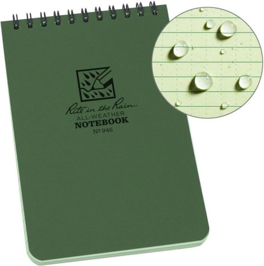 Rite in the Rain Notebook Spiral 50 Sheets Ruled Green