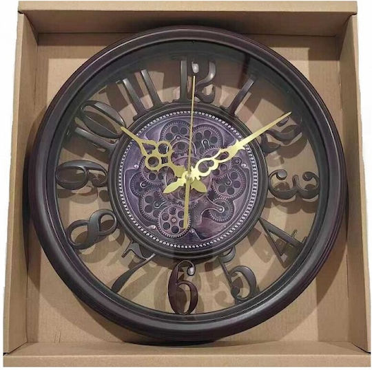Antique Wall Clock Plastic Brown Ø35cm