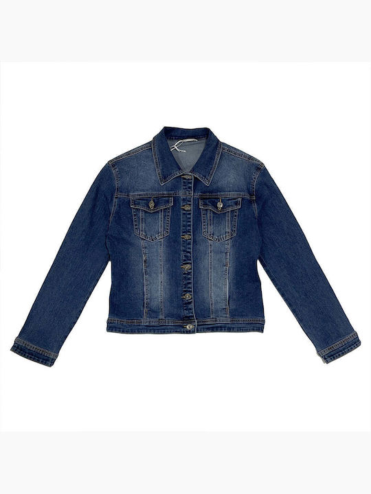 Ustyle Women's Short Jean Jacket for Spring or Autumn Blue