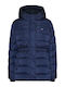 Tommy Hilfiger Women's Short Puffer Jacket for Spring or Autumn with Detachable Hood Blue