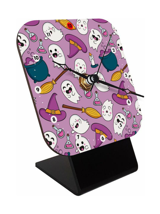 Koupakoupa Happy Desk Tabletop Clock with Indicators Wooden Lilac KP 2136 Clock Square