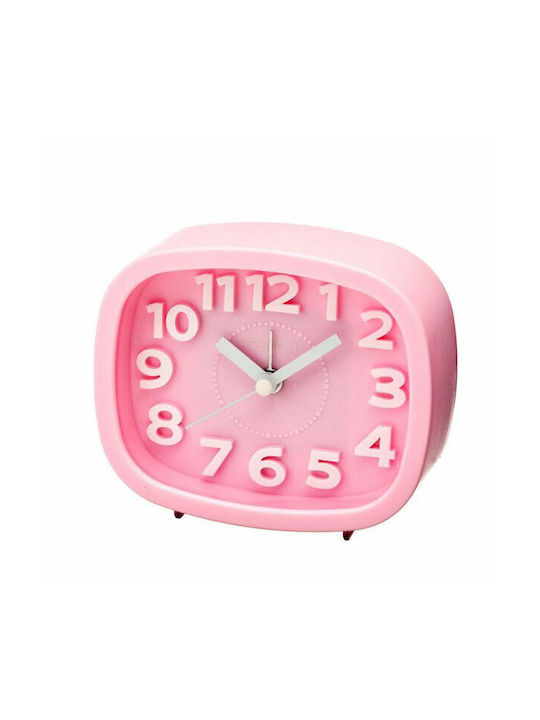 Tischuhr mit Zeigern Kunststoff mit Wecker Rosa FX037-PINK