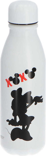 Minnie Mouse Παιδικό Παγούρι Minnie Αλουμινίου με Βιδωτό Καπάκι Non Spill Λευκό 600ml