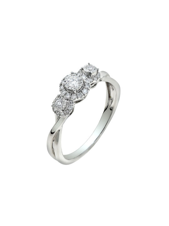 Women's White Gold Ring with Diamond 14K