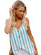 Amely Women's Blouse with Straps & V Neckline Striped Light Blue