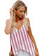 Amely Women's Summer Blouse with Straps & V Neckline Striped Red