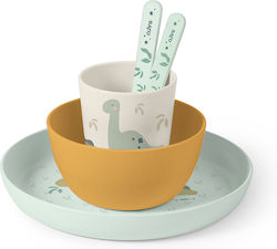 Saro Feeding Set made of Plastic with Non-Slip Base Yellow 5pcs