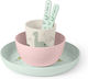 Saro Dinos Plastic Baby & Kids Feeding Set with Anti-Slip Base Pink 5 Pieces