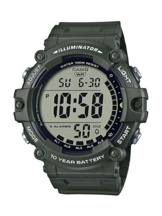 Casio Men's Watch 51mm Battery with Green Rubber Strap