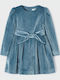 Children's Dress Long Sleeve Velvet Blue