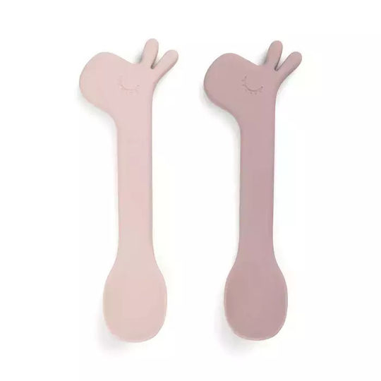 Done by Deer Baby Set with Spoons made of Silicone Pink 2pcs