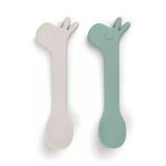 Done by Deer Baby Set with Spoons made of Silicone Green 2pcs