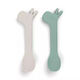 Done by Deer Baby Set with Spoons made of Silicone Green 2pcs