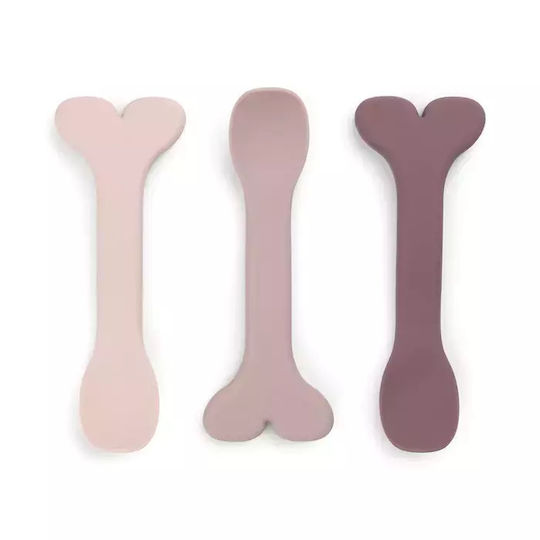 Done by Deer Baby Set with Spoons made of Silicone 3pcs Pink