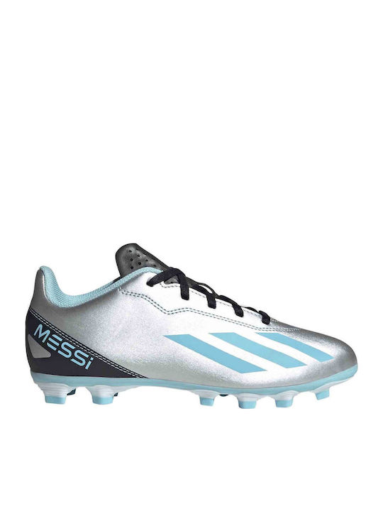 Παιδικά Ποδοσφαιρικά Παπούτσια X Crazyfast Messi.4 με Τάπες Ασημί