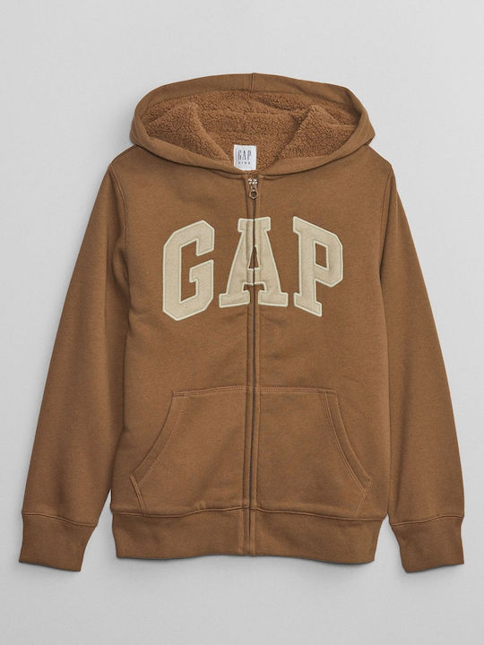 GAP Kids Sweatshirt Cardigan with Hood Brown