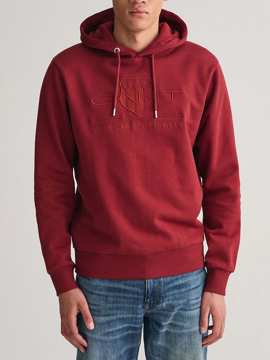 Gant Men's Sweatshirt with Hood Burgundy