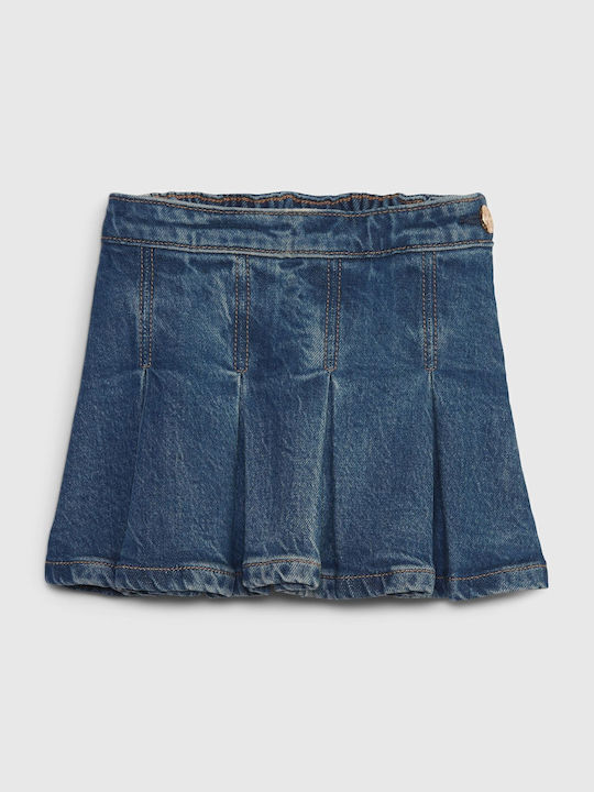 Kids' Denim Pleated Skirt Blue