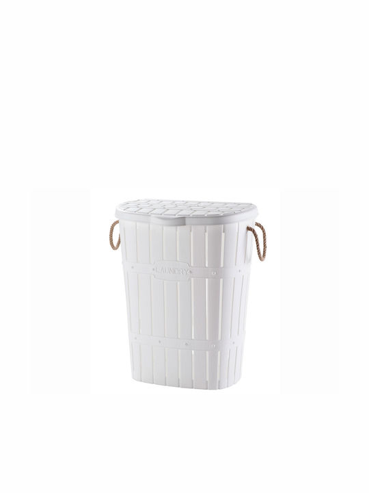 Coș de gunoi 65Lit Decor Bamboo plastic alb 46,5x37,5x57,5cm.