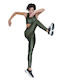 Women's Long Training Legging Shiny & High Waisted Khaki