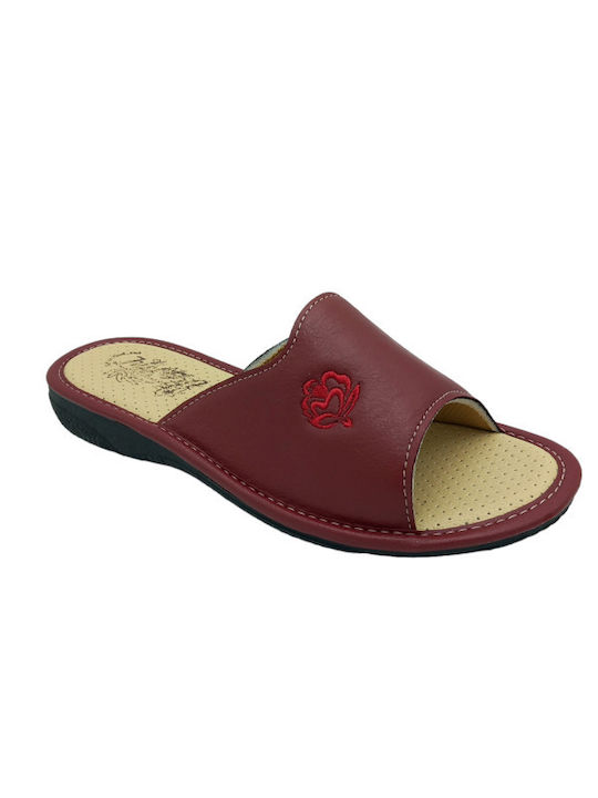 Just Soft Leather Women's Slippers Burgundy