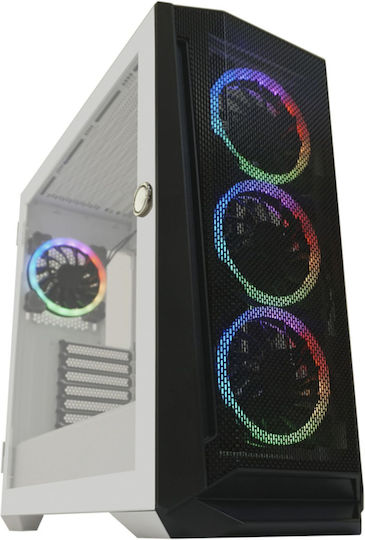 LC-Power 805BW Holo-1_X Gaming Midi-Turm Computergehäuse mit Seitenfenster Weiß