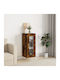 Living Room Display Cabinet from Particle Board with Windowed Brown 34.5x34x90cm