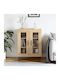 Floor-standing Living Room Display Cabinet made of Particleboard with Glass Brown 69.5x34x90cm