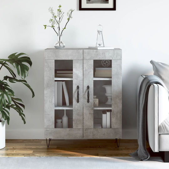 Living Room Display Cabinet from Particle Board with Windowed Grey 69.5x34x90cm