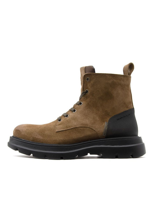 Ambitious Men's Leather Military Boots Brown