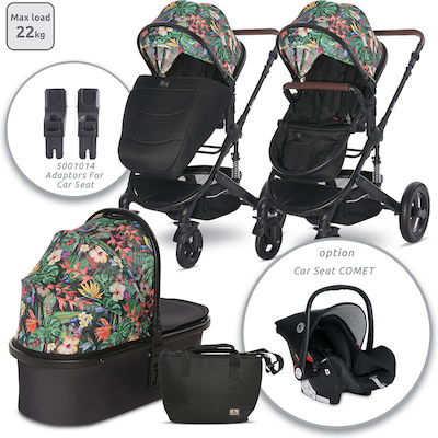 Lorelli Boston Adjustable 3 in 1 Baby Stroller Suitable for Newborn Tropical Flowers 14kg