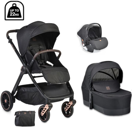 Cangaroo Macan Verstellbar 3 in 1 Baby Kinderwagen Geeignet für Neugeborene Schwarz 11kg