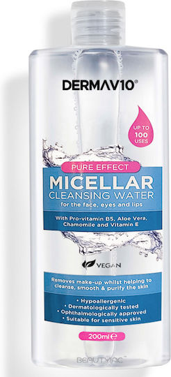 Derma V10 Micellar Water Αφαίρεσης Μακιγιάζ Προσώπου & Ματιών 200ml