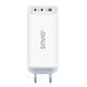 Savio GaN Wireless Charger with USB-A Port and 2 USB-C Output Ports 65W Power Delivery / Quick Charge 3.0 White