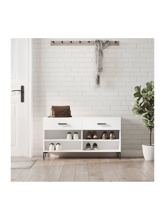 Wooden Shoe Organizer with 4 Shelves White 102x...