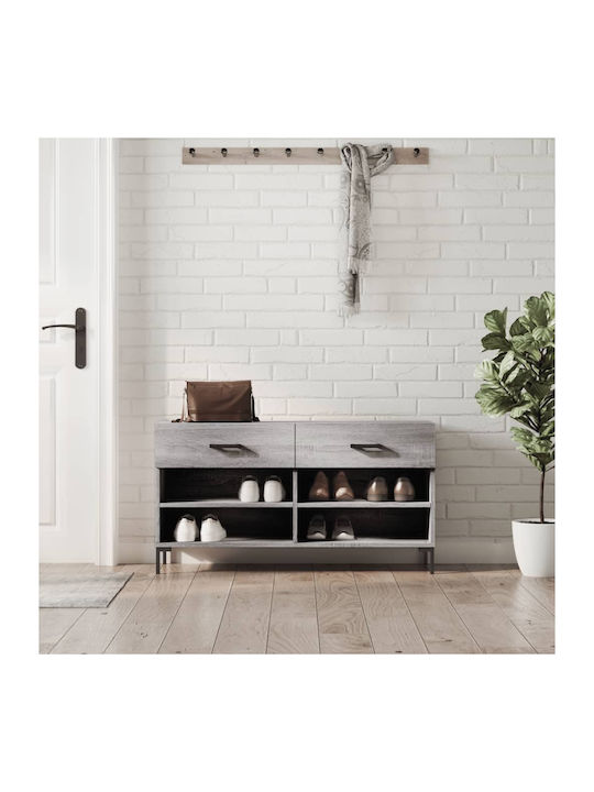 Wooden Shoe Organizer with 4 Shelves Grey Sonom...